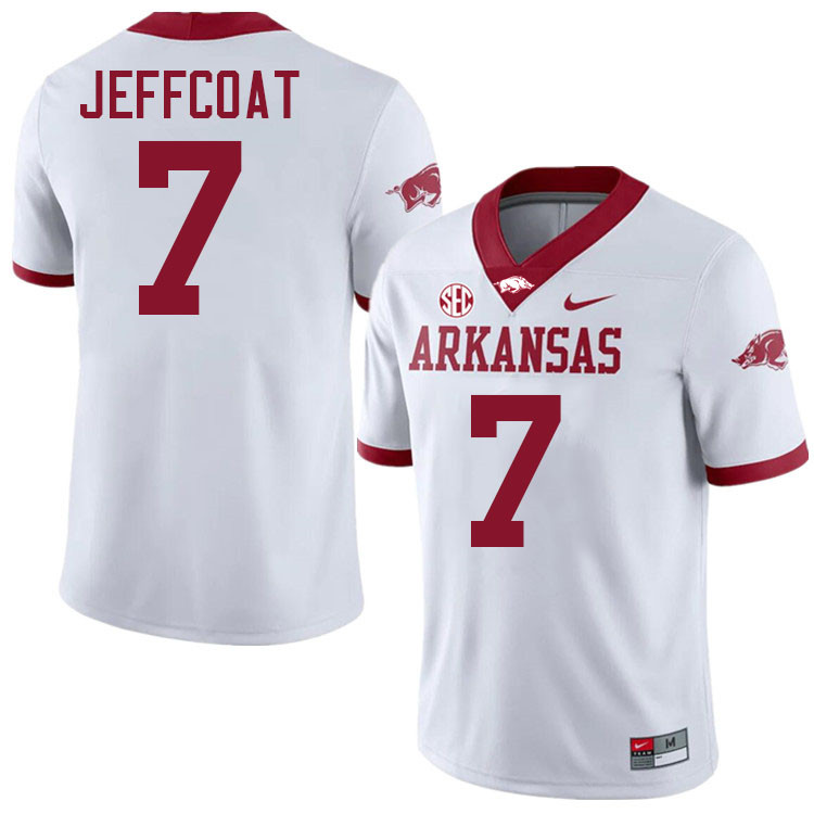 Trajan Jeffcoat Arkansas Jersey,Arkansas Razorbacks #7 Trajan Jeffcoat Jersey Youth College-White